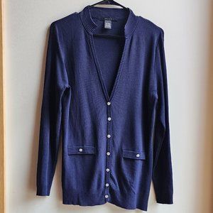 89th & Madison Deep Blue Button-Up Cardigan